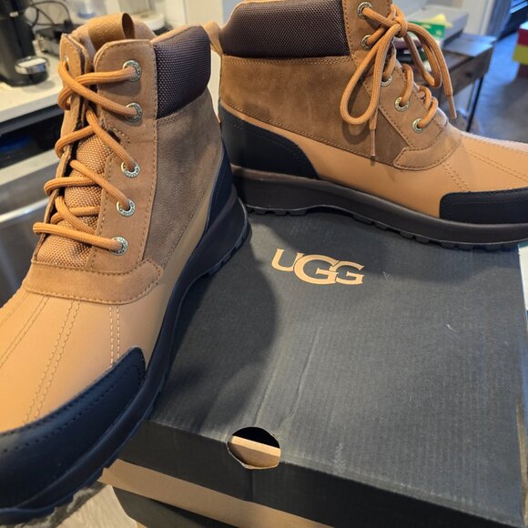 NEW MENS SZ 12 CHESTNUT UGG EMMETT 1115834 LEATHER WATERPROOF WINTER DUCK BOOTS - Picture 6 of 15